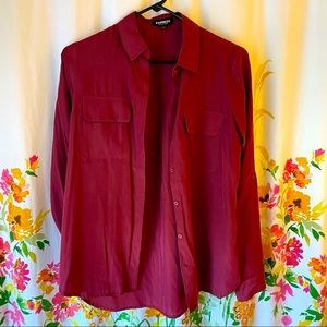 Express Classic Portofino Shirt Maroon Size xs